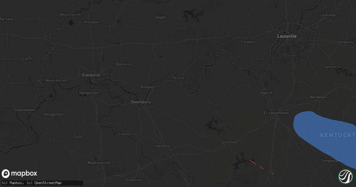 Hail map in Hawesville, KY on July 21, 2026