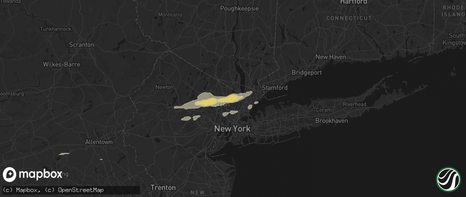 Hail map in Haworth, NJ on July 21, 2026
