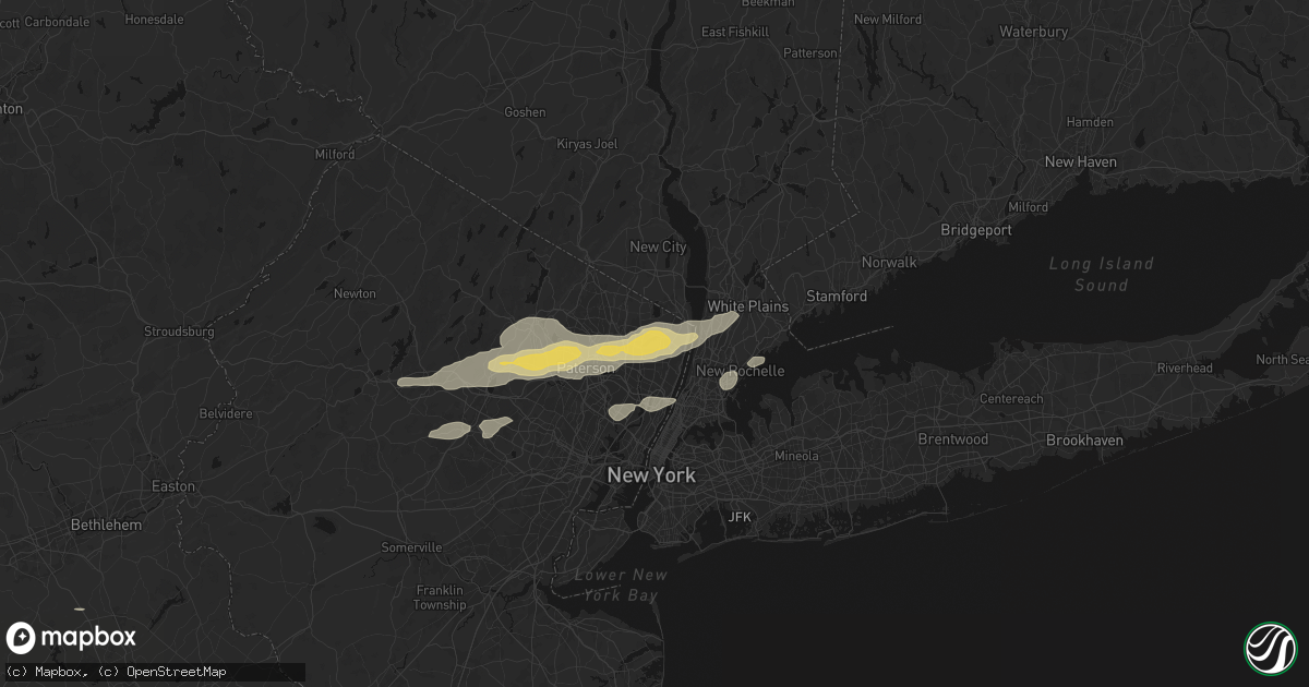 Hail map in Haworth, NJ on July 21, 2026