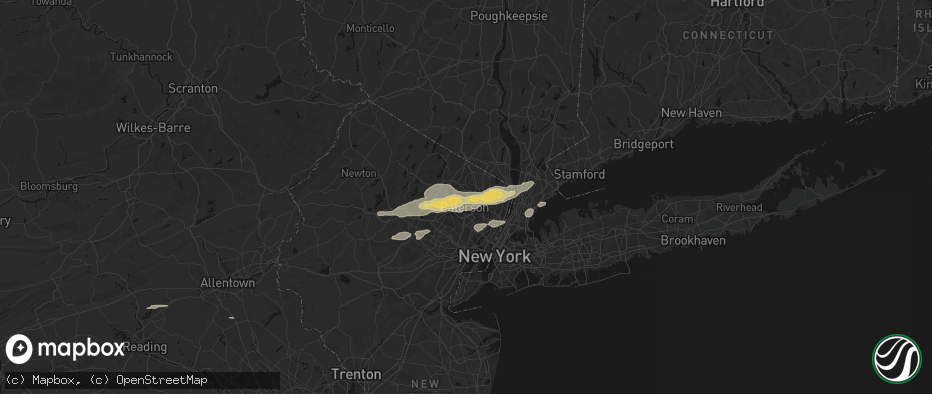 Hail map in Hawthorne, NJ on July 21, 2026