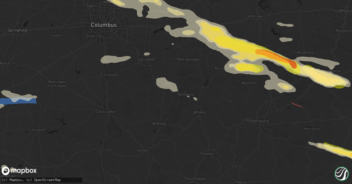 Hail map in Haydenville, OH on July 21, 2026