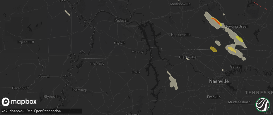 Hail map in Hazel, KY on July 21, 2026