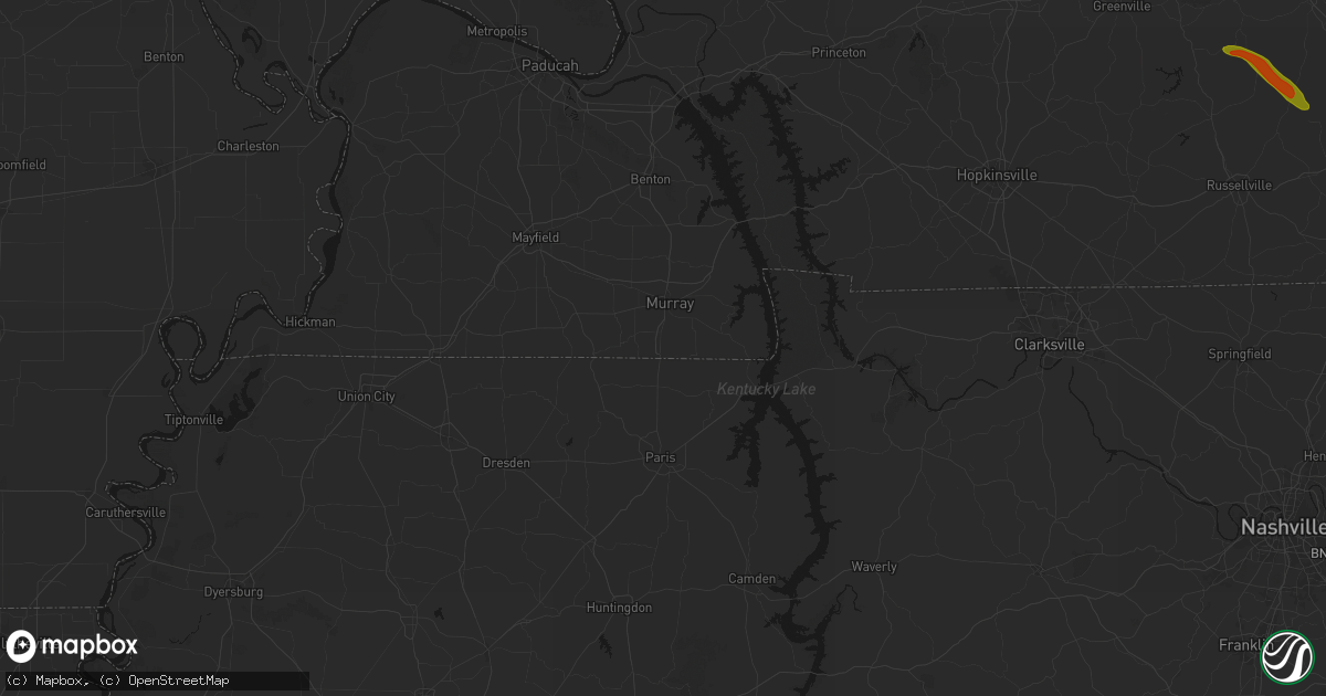 Hail map in Hazel, KY on July 21, 2026