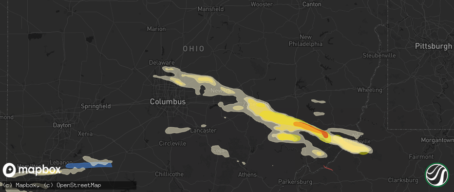 Hail map in Heath, OH on July 21, 2026