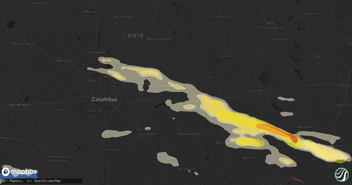 Hail map in Heath, OH on July 21, 2026