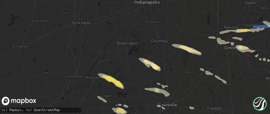 Hail map in Heltonville, IN on July 21, 2026