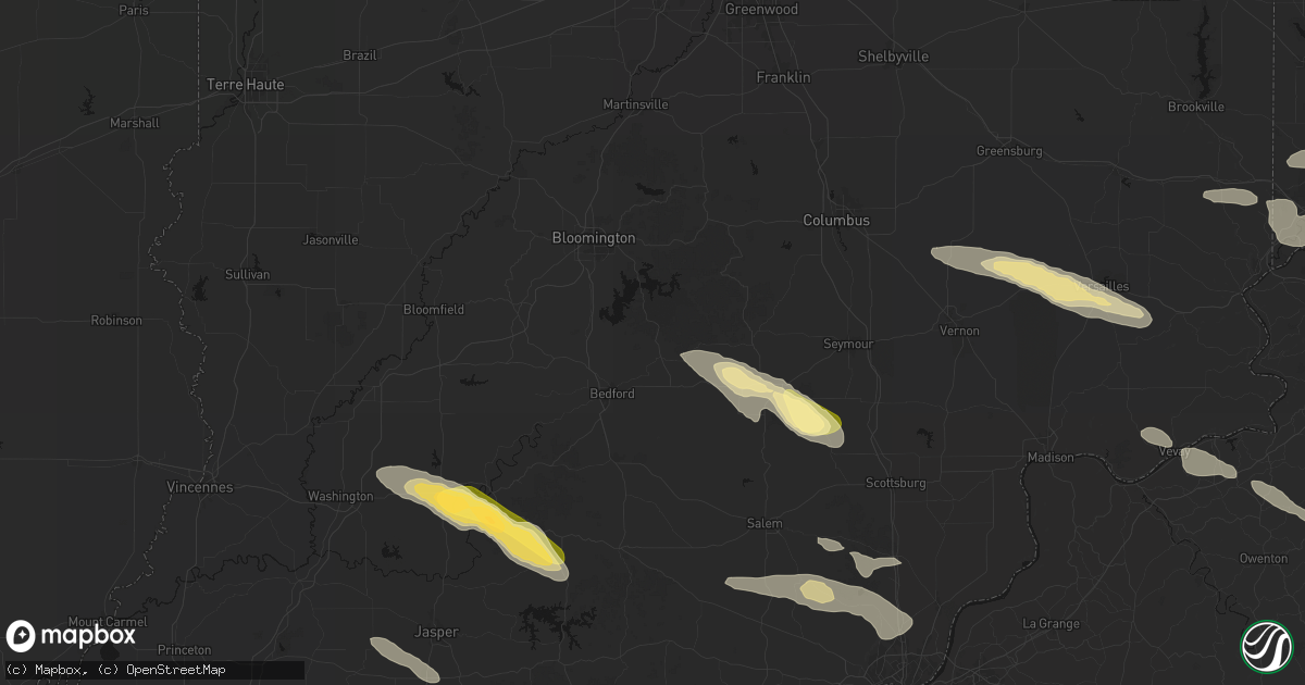 Hail map in Heltonville, IN on July 21, 2026