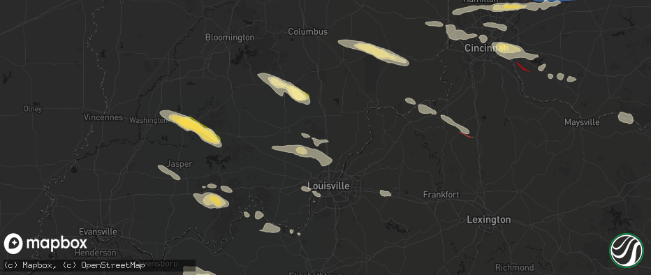Hail map in Henryville, IN on July 21, 2026