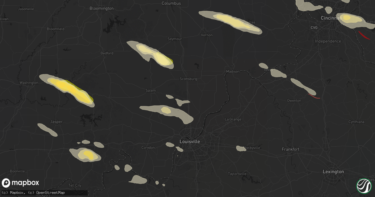 Hail map in Henryville, IN on July 21, 2026