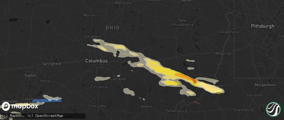 Hail map in Hopewell, OH on July 21, 2026