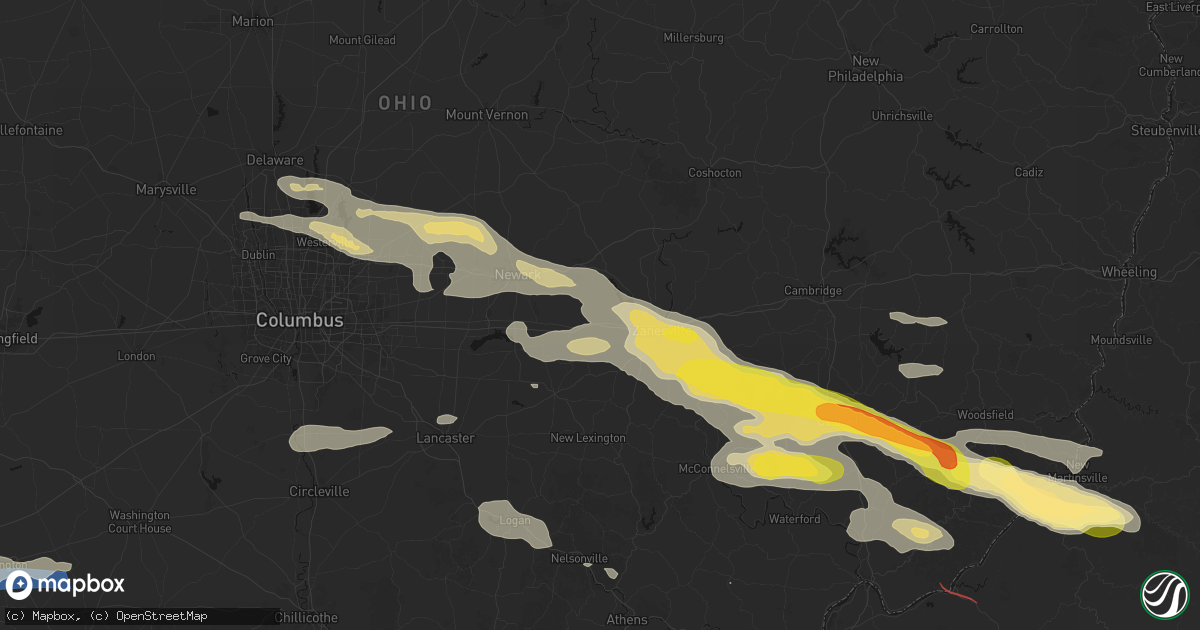 Hail map in Hopewell, OH on July 21, 2026