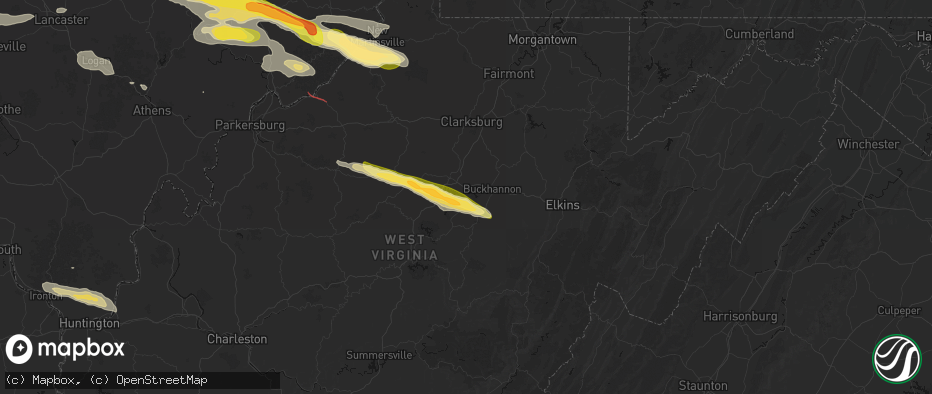 Hail map in Horner, WV on July 21, 2026