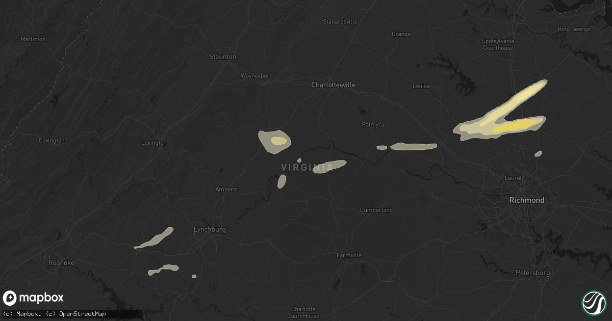 Hail map in Howardsville, VA on July 21, 2026