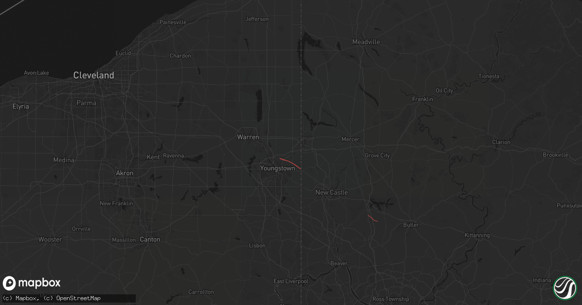 Hail map in Hubbard, OH on July 21, 2026