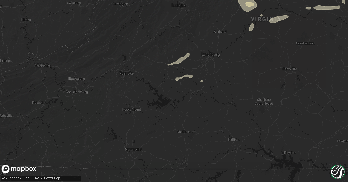 Hail map in Huddleston, VA on July 21, 2026