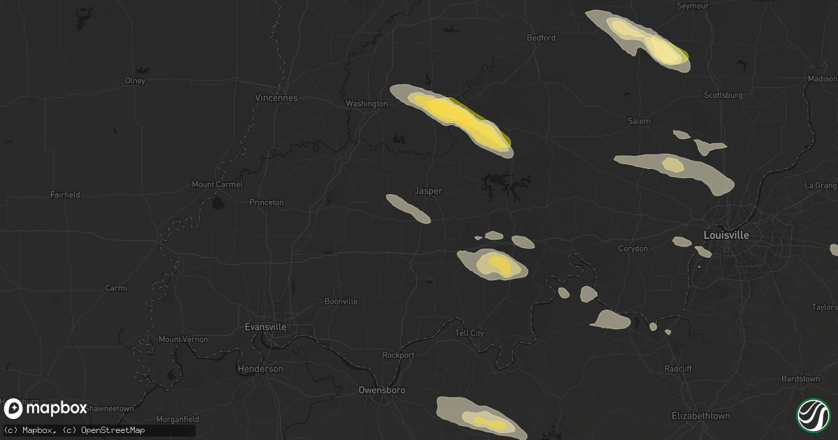Hail map in Huntingburg, IN on July 21, 2026