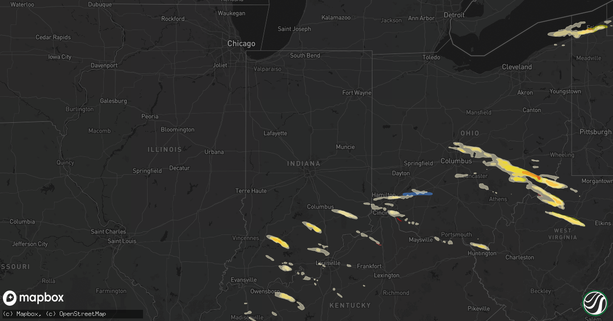 Hail map in Indiana on July 21, 2026
