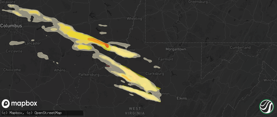Hail map in Jacksonburg, WV on July 21, 2026