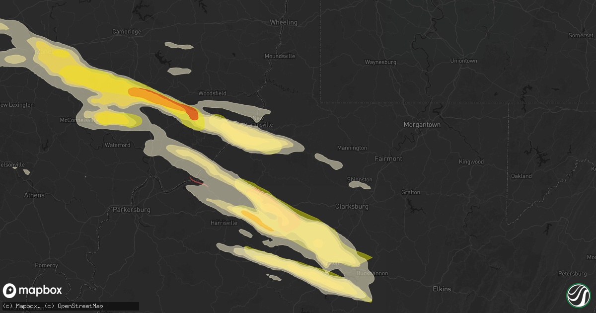 Hail map in Jacksonburg, WV on July 21, 2026