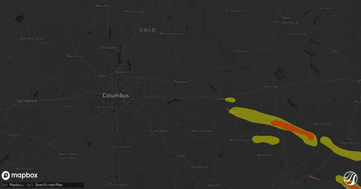 Hail map in Jacksontown, OH on July 21, 2026