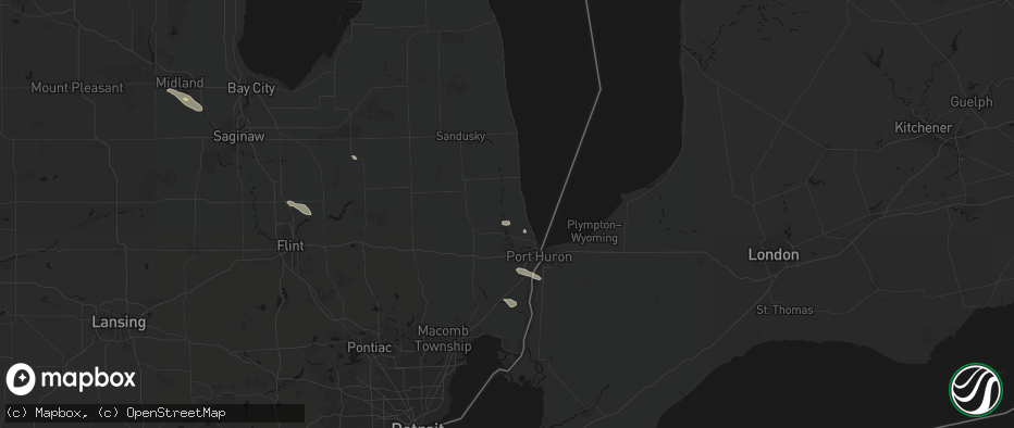 Hail map in Jeddo, MI on July 21, 2026