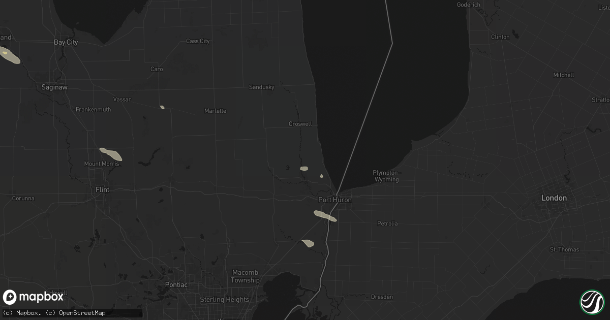 Hail map in Jeddo, MI on July 21, 2026