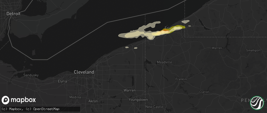 Hail map in Jefferson, OH on July 21, 2026