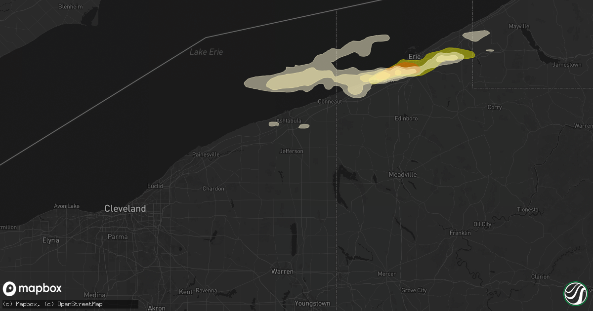 Hail map in Jefferson, OH on July 21, 2026
