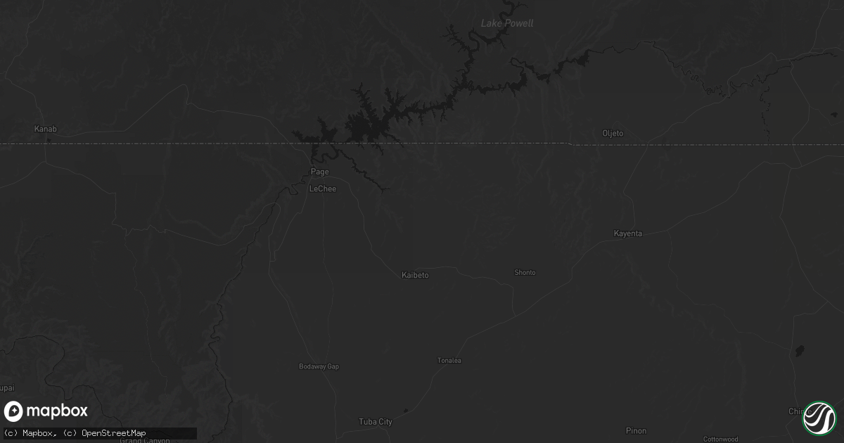 Hail map in Kaibeto, AZ on July 21, 2026