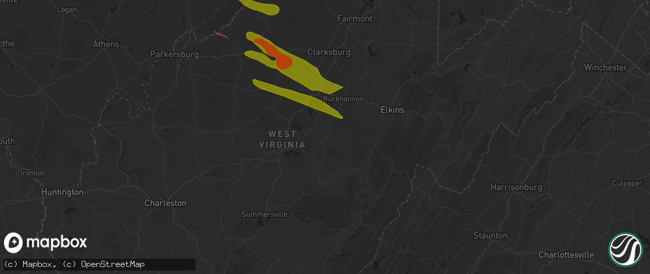 Hail map in Kanawha Head, WV on July 21, 2026