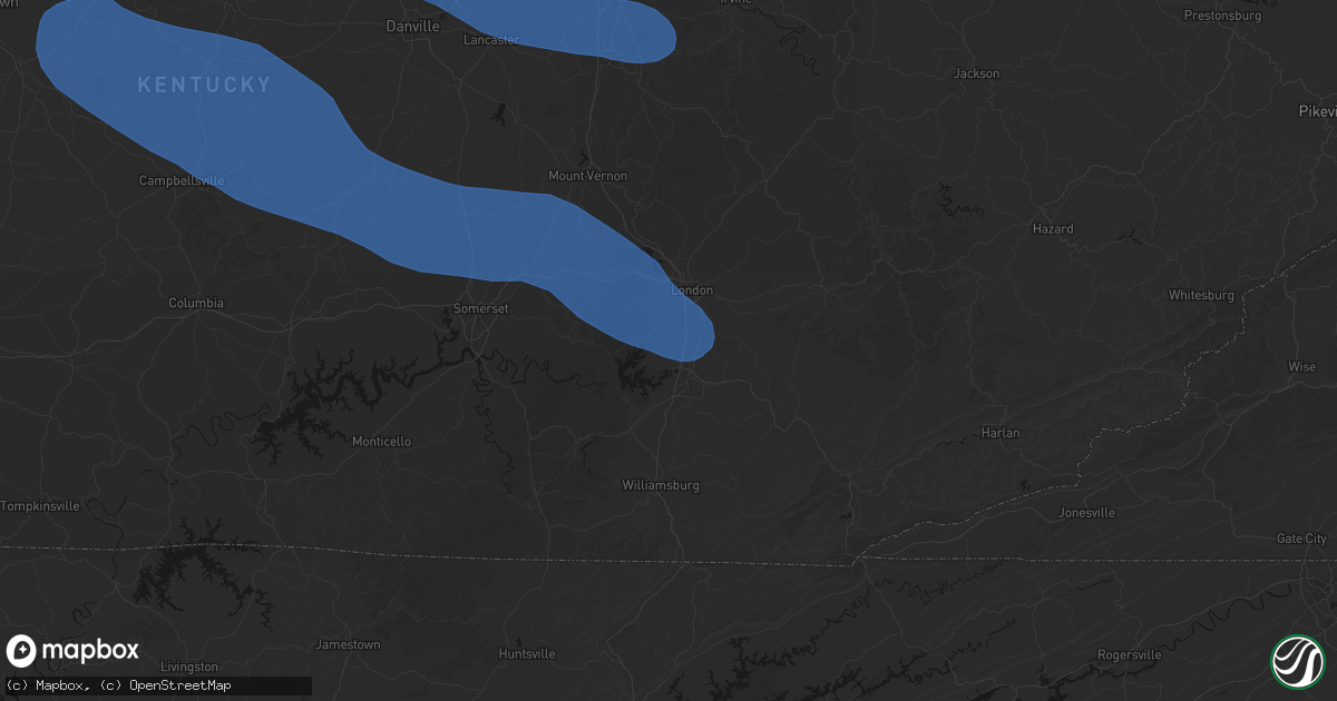 Hail map in Keavy, KY on July 21, 2026