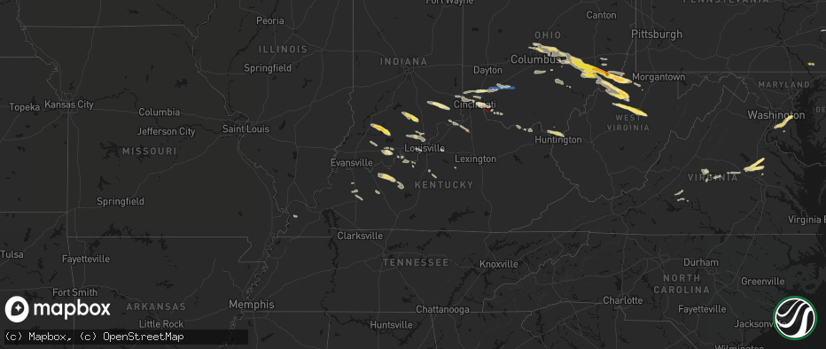 Hail map in Kentucky on July 21, 2026