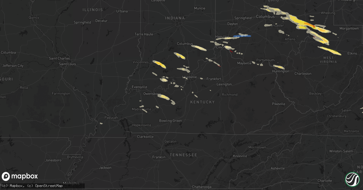Hail map in Kentucky on July 21, 2026