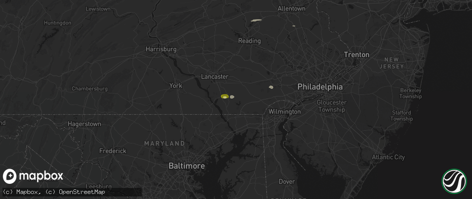 Hail map in Kirkwood, PA on July 21, 2026