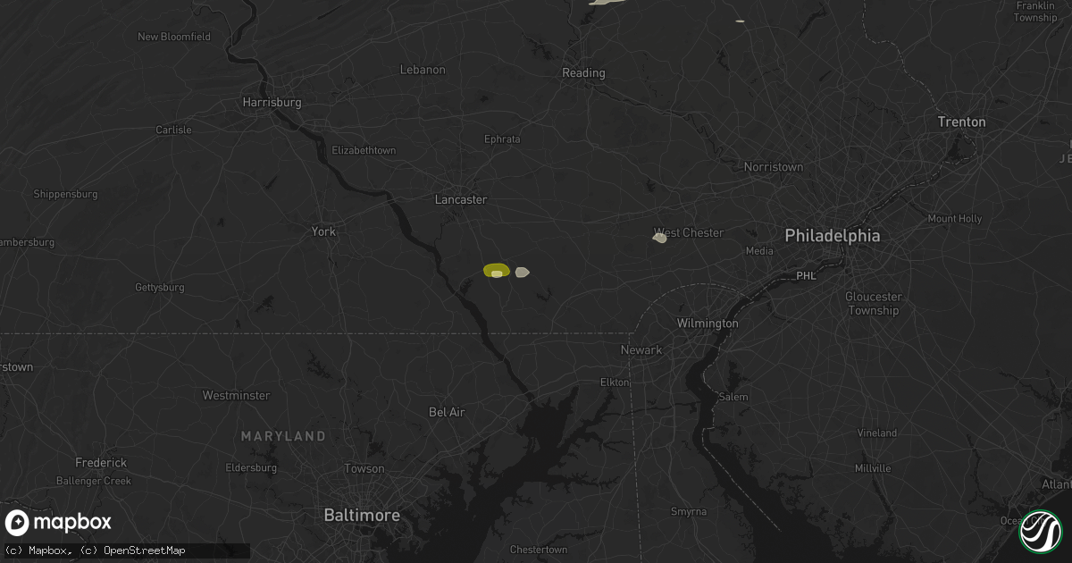 Hail map in Kirkwood, PA on July 21, 2026