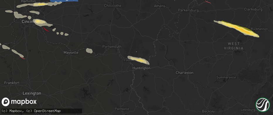 Hail map in Kitts Hill, OH on July 21, 2026