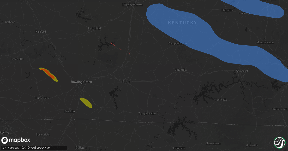 Hail map in Knob Lick, KY on July 21, 2026