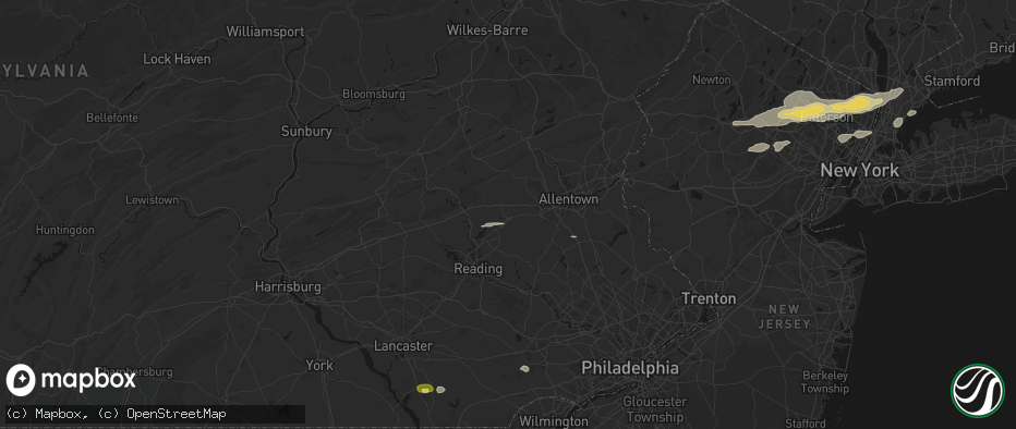 Hail map in Kutztown, PA on July 21, 2026