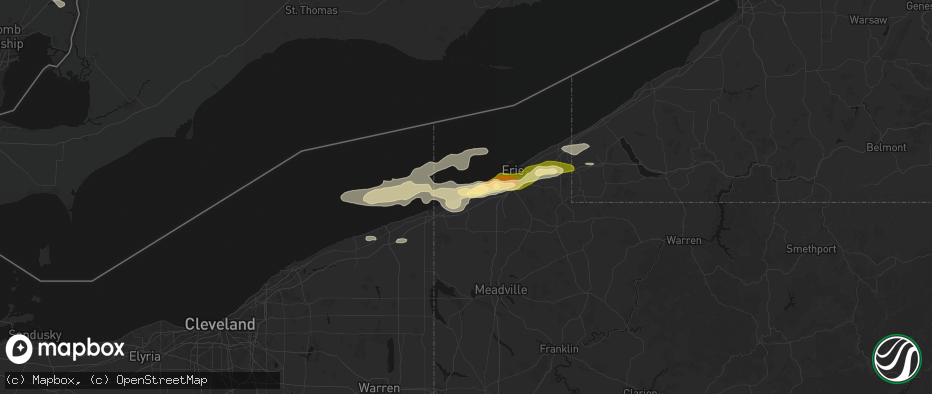 Hail map in Lake City, PA on July 21, 2026