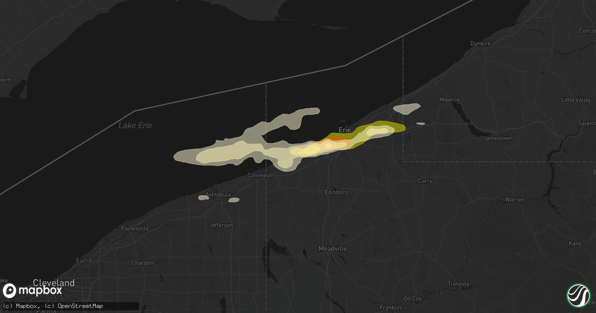 Hail map in Lake City, PA on July 21, 2026