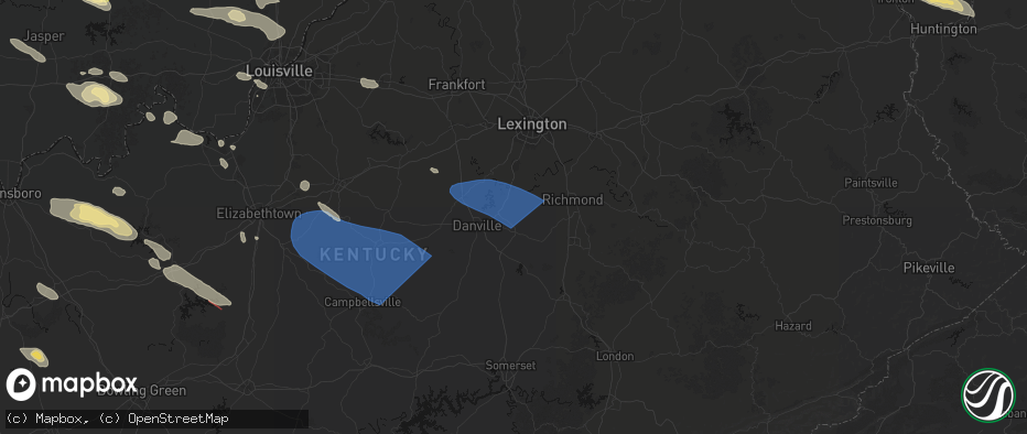 Hail map in Lancaster, KY on July 21, 2026