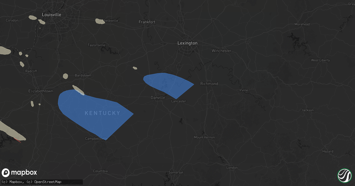 Hail map in Lancaster, KY on July 21, 2026