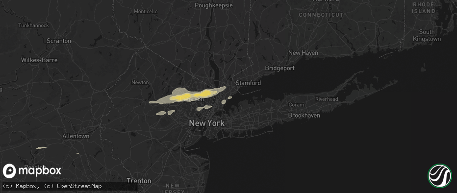 Hail map in Larchmont, NY on July 21, 2026