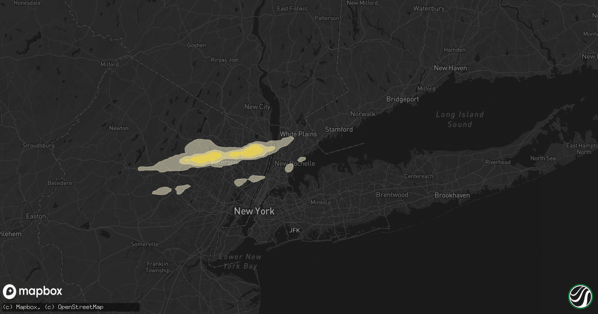 Hail map in Larchmont, NY on July 21, 2026