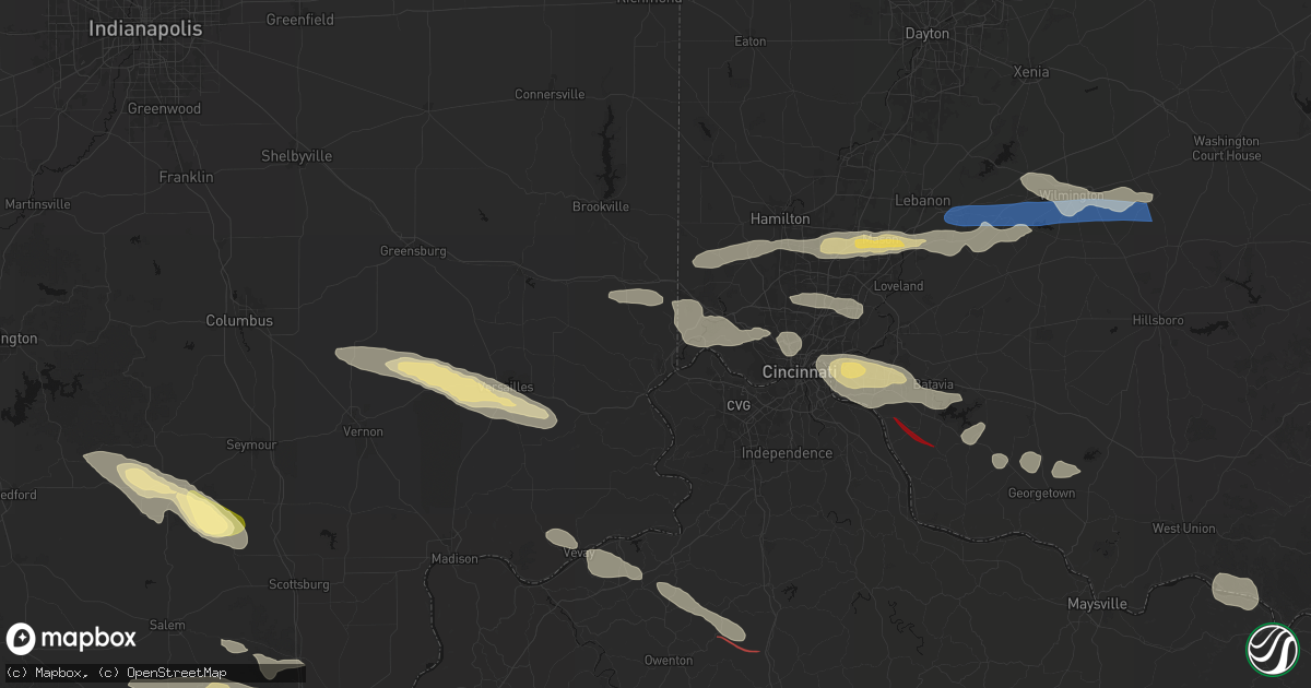 Hail map in Lawrenceburg, IN on July 21, 2026