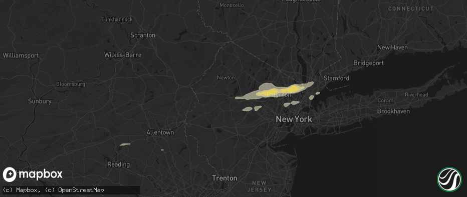 Hail map in Ledgewood, NJ on July 21, 2026