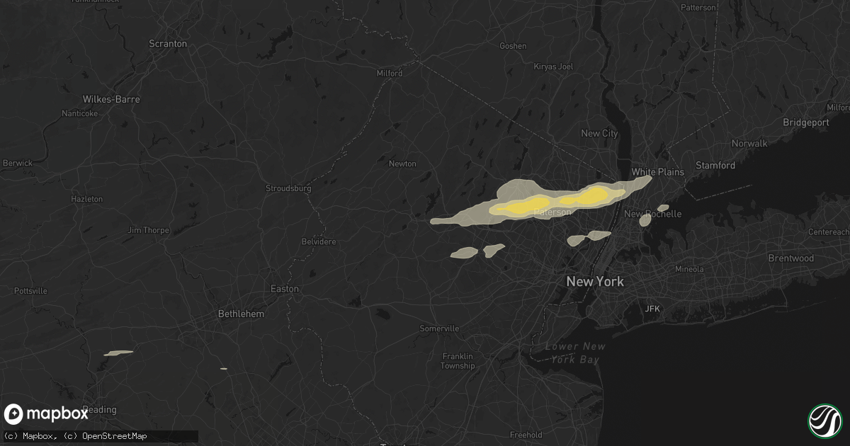 Hail map in Ledgewood, NJ on July 21, 2026