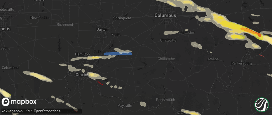 Hail map in Leesburg, OH on July 21, 2026
