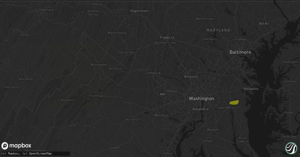 Hail map in Leesburg, VA on July 21, 2026