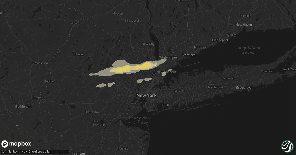 Hail map in Leonia, NJ on July 21, 2026